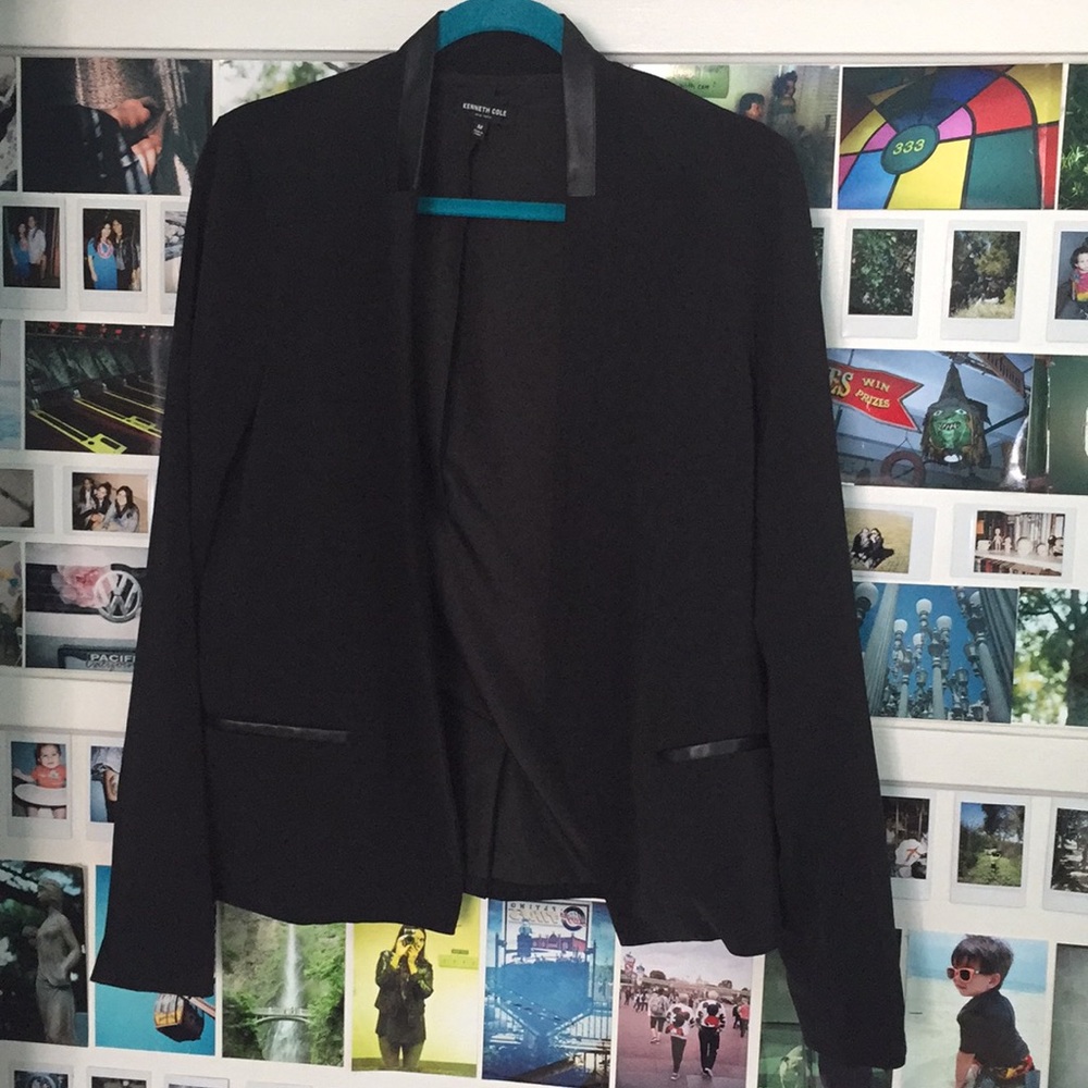 Leather trim blazer
